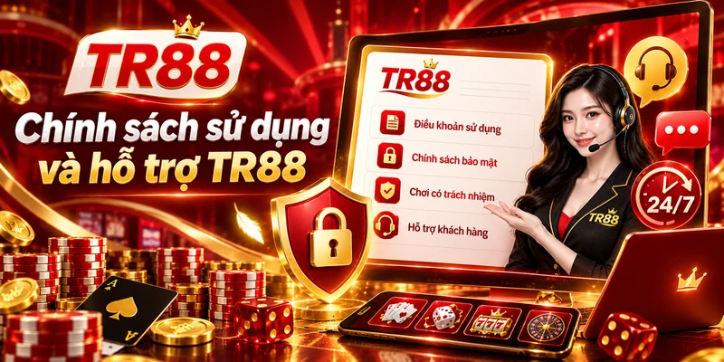 Thông tin về điều khoản sử dụng, giới hạn tham gia và các kênh hỗ trợ TR88